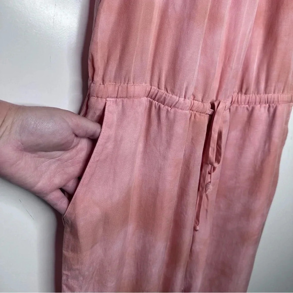 Cloth & Stone Anthropologie Day Tripper Peachy Pink Tie Dye Cropped Jumpsuit S - Picture 4 of 12